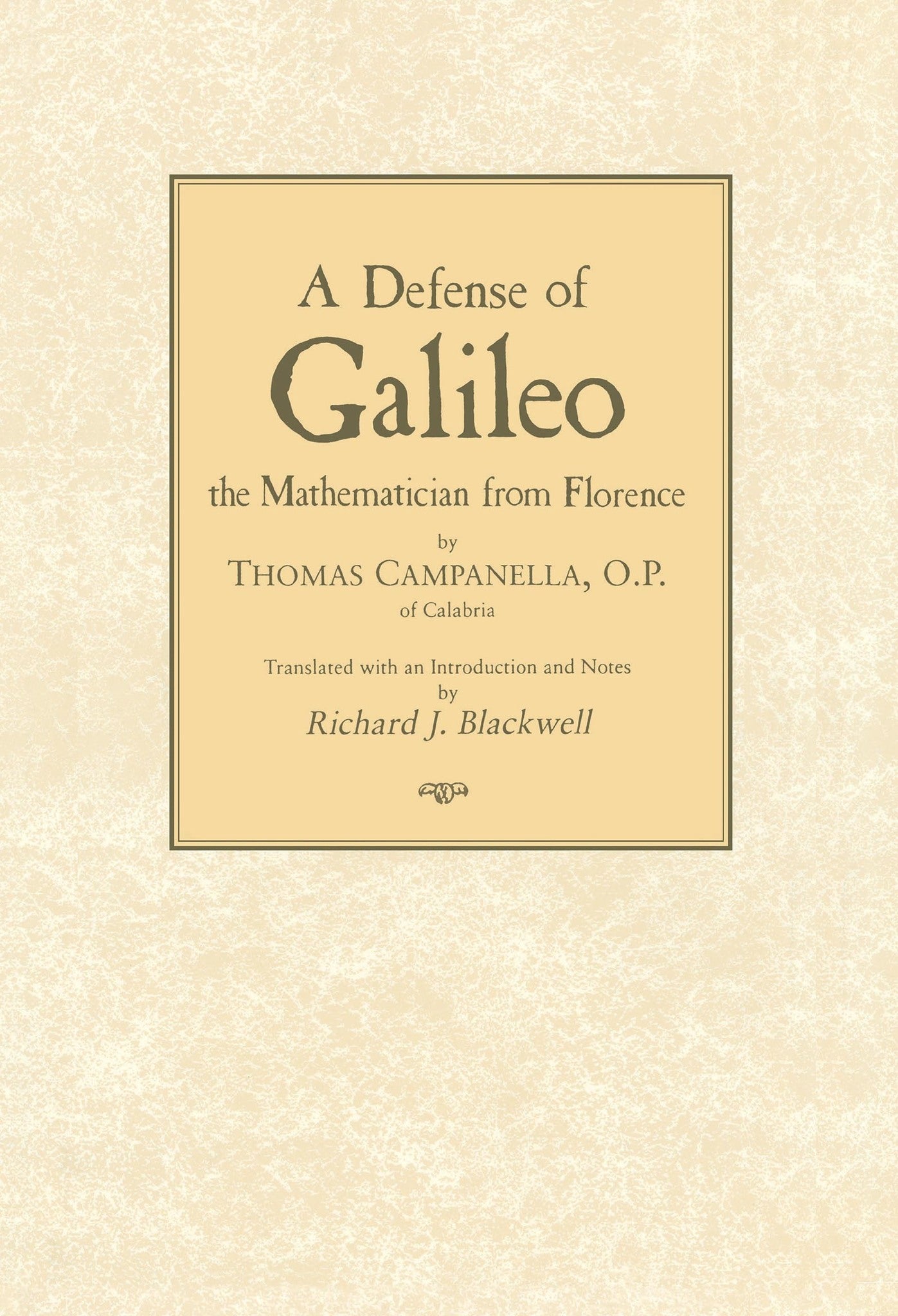 Cover image for A Defense of Galileo ISBN 9780268008697